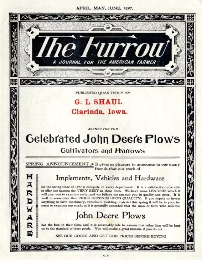 Первая «нативная» рекламная публикация в журнале “The Furrow